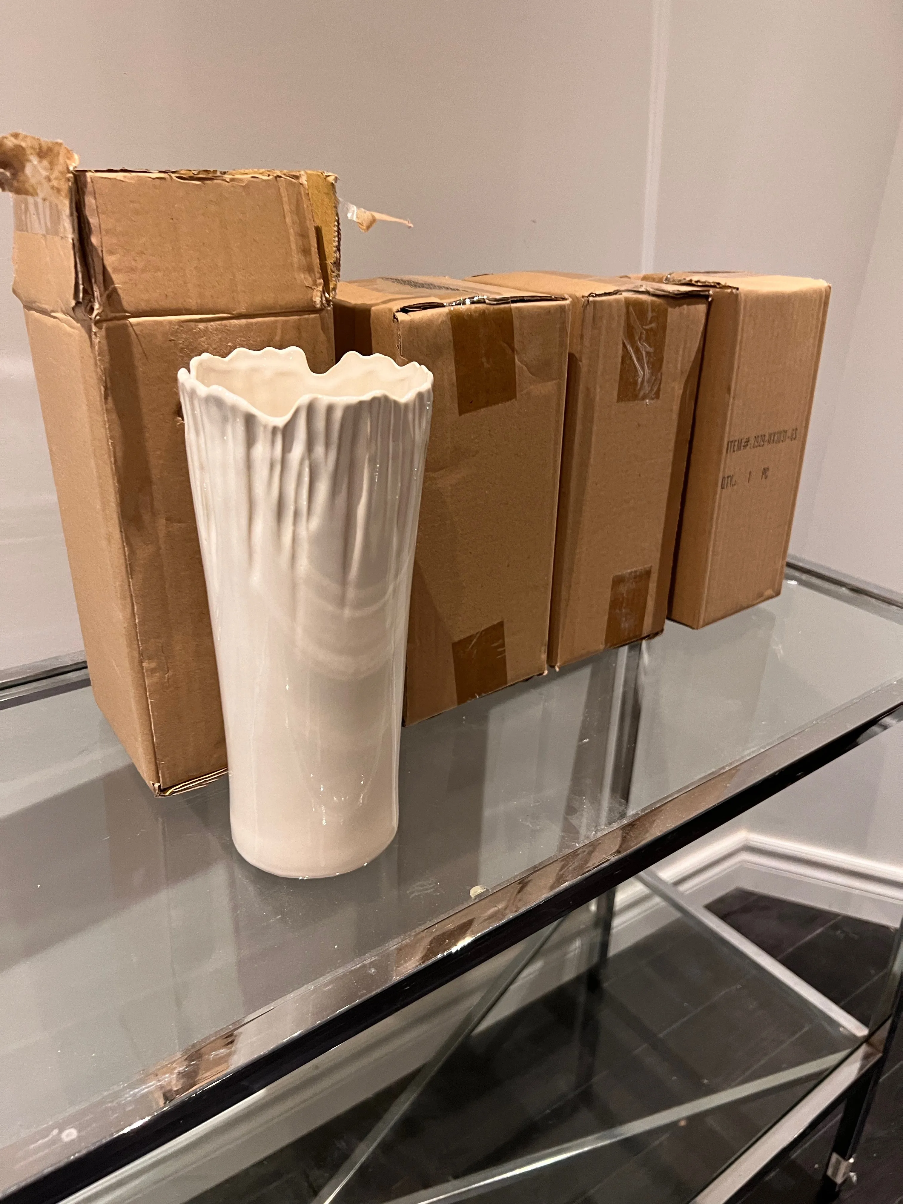 4 BRAND NEW White Vases