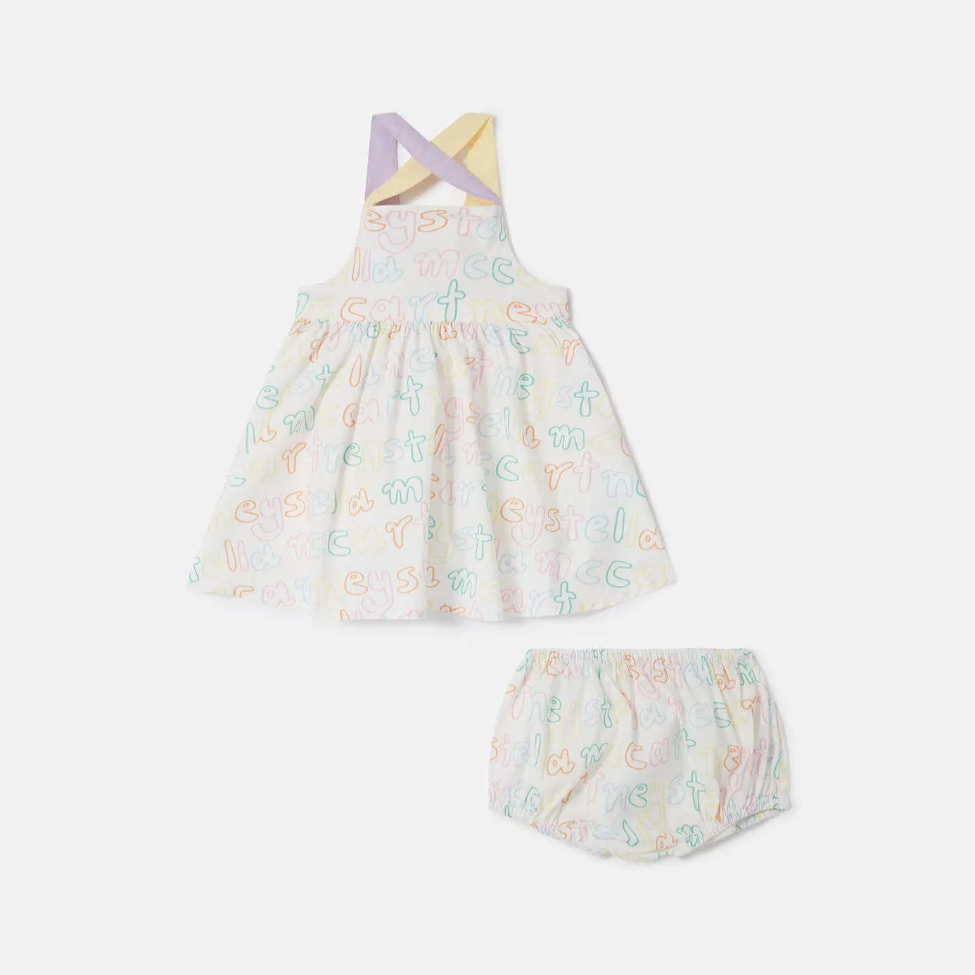 Brand Print Dress and Bloomers Set