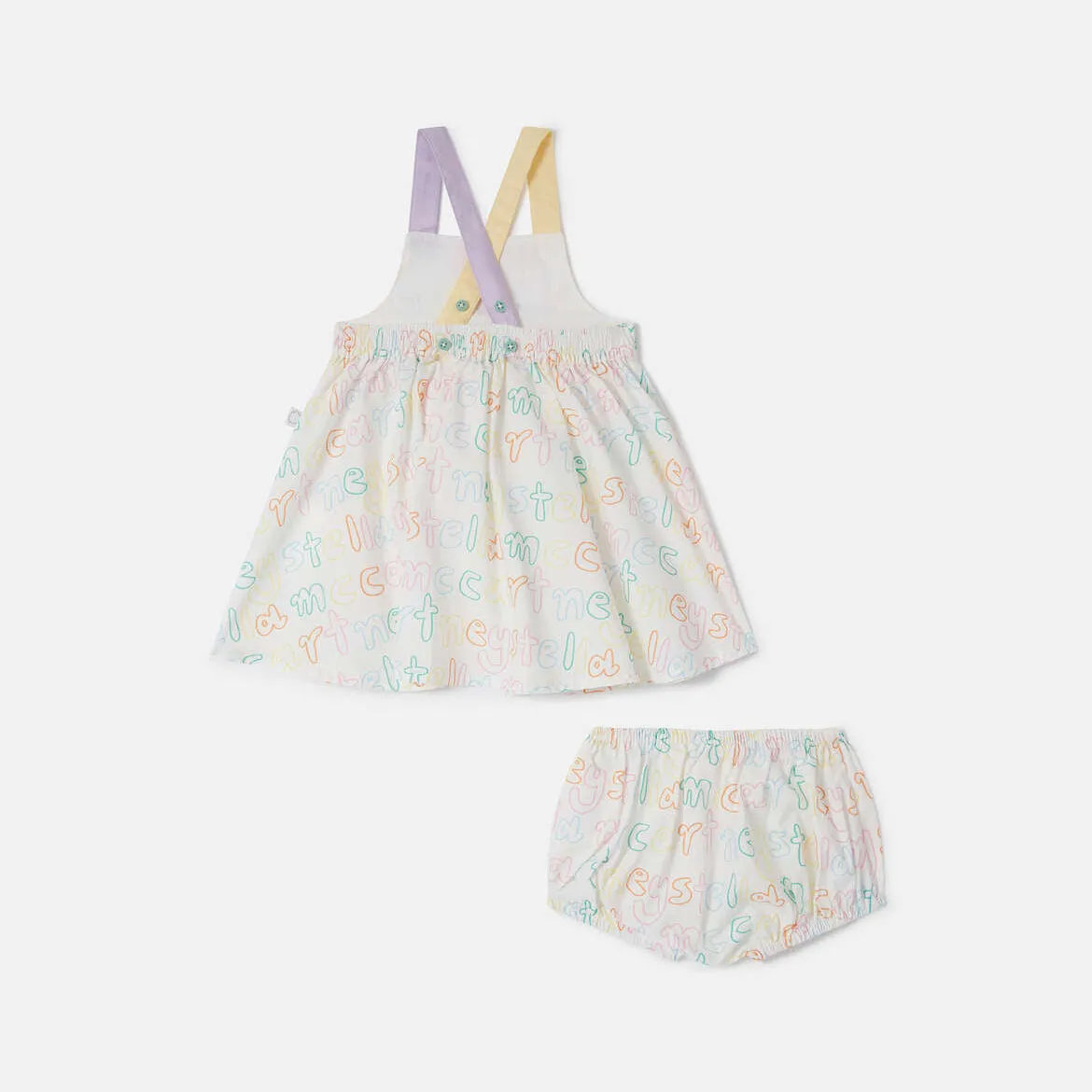 Brand Print Dress and Bloomers Set